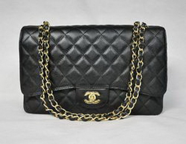 7A Replica Chanel Maxi Black Caviar Leather with Golden Hardware Flap Bags